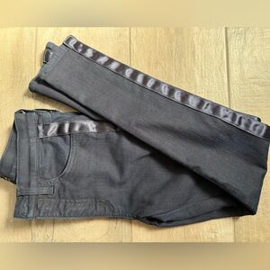 Veronica Beard Charcoal Satin Trim Skinny Jeans